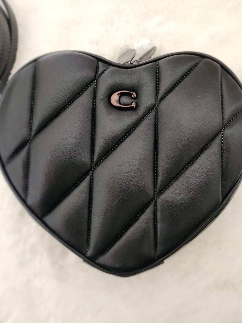 Coach Large Black Quilted Heart Crossbody - Picture 1 of 7
